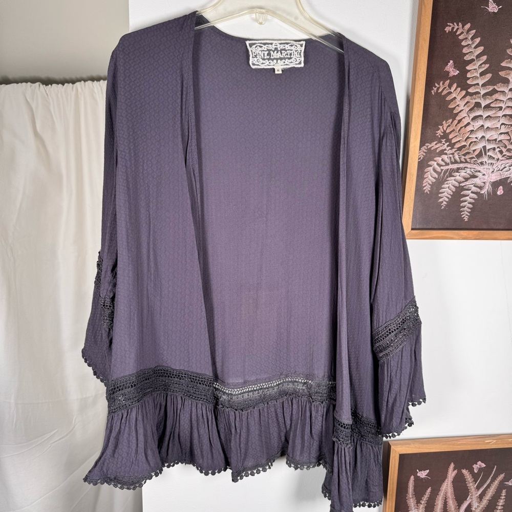 Pink Martini Blue Coverup with Lace Trim(M)